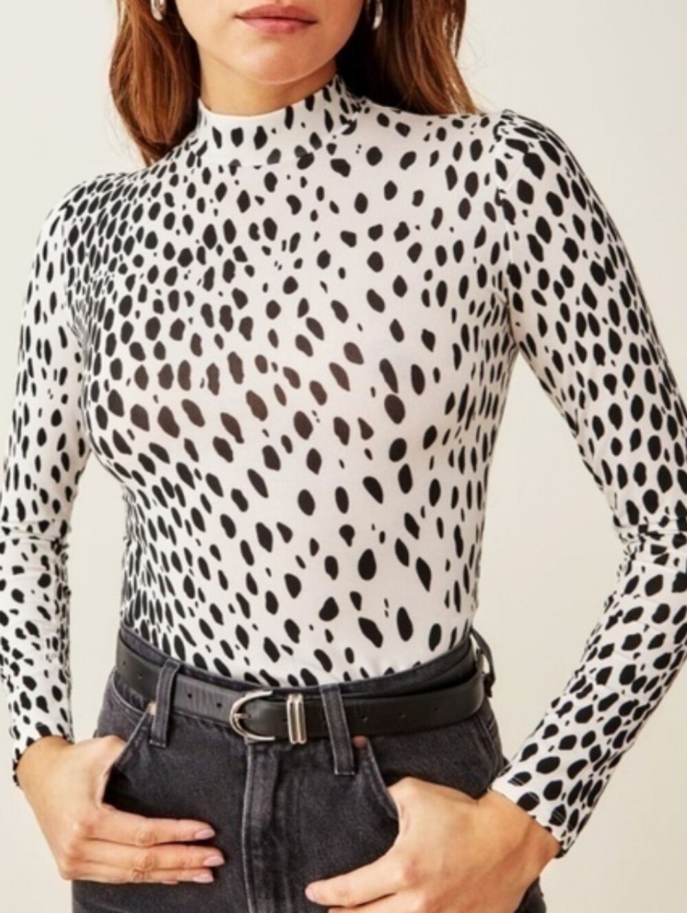 Reformation Bailey Knit Top in Black and White Cheetah Print